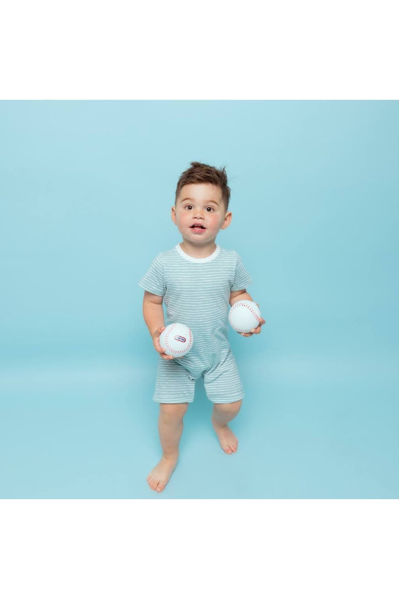 Baby Organic Romper, Alternate, color, Green Stripes