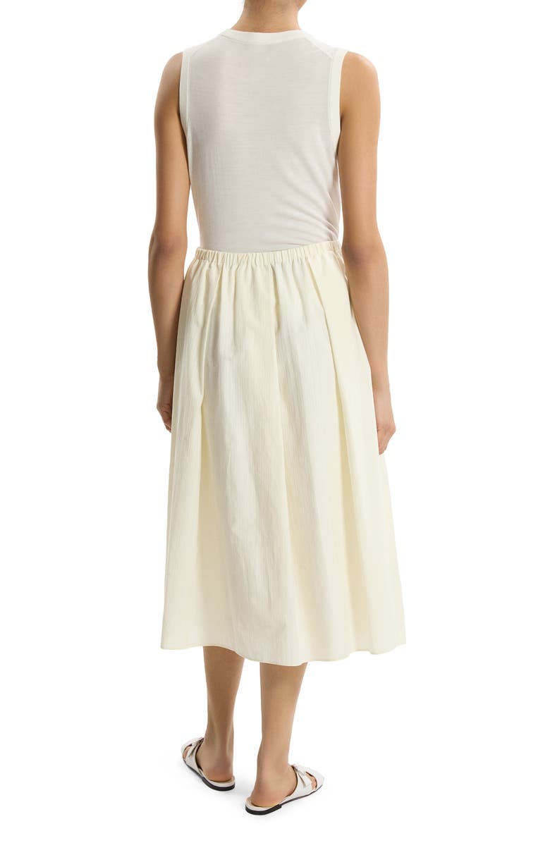 Theory Pleated Organic Cotton Midi Skirt, Alternate, color, Ivory