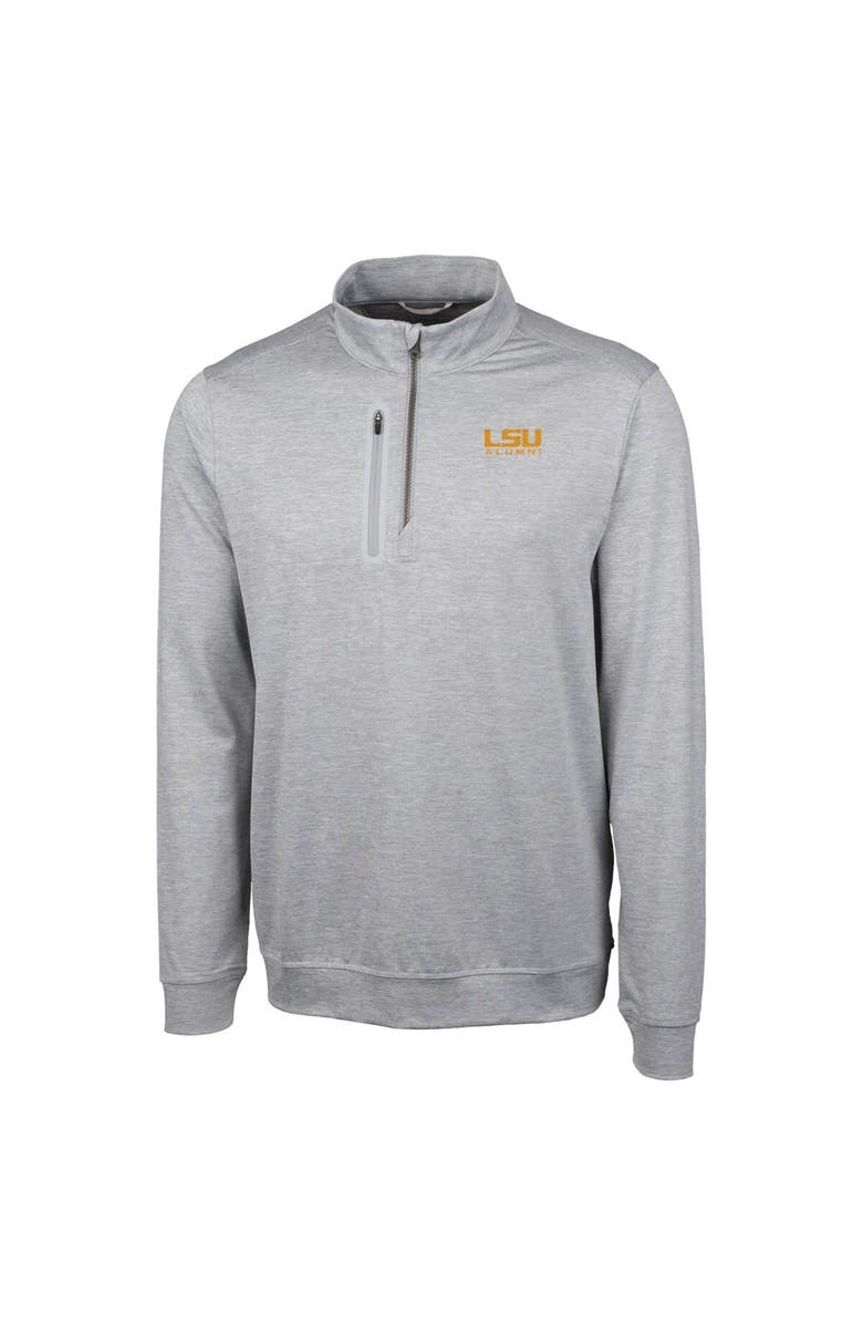 Cutter & Buck Men's Cutter & Buck  Gray LSU Tigers Alumni Logo Stealth Heathered Quarter-Zip Pullover Top, Alternate, color, 