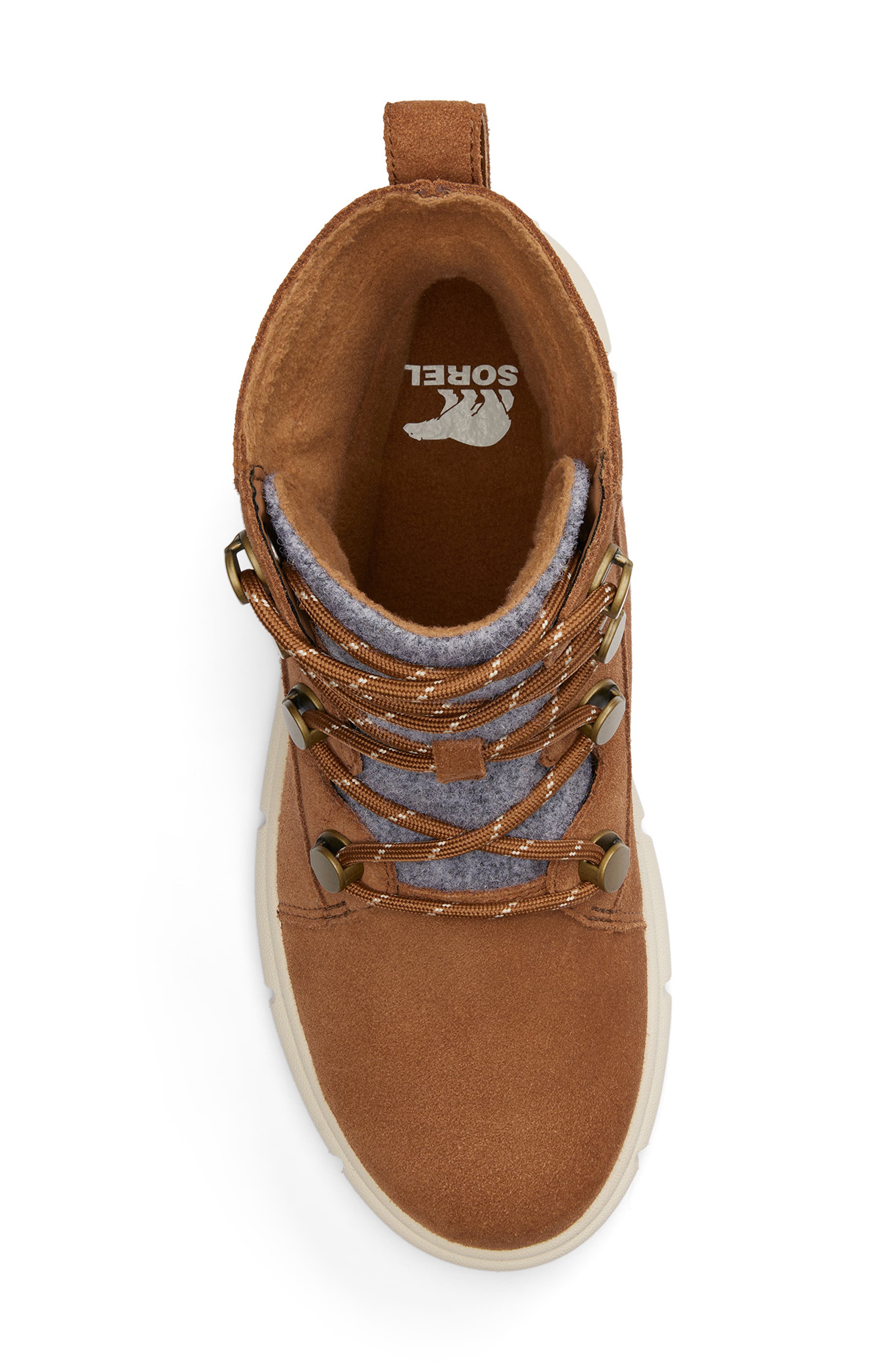 SOREL Explorer III Joan Waterproof Boot, Alternate, color, Velvet Tan/ Chalk