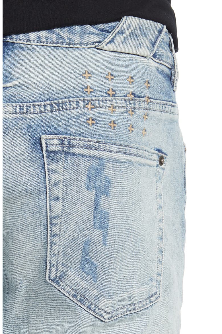 Chitch Punk Trashed Slim Fit Stretch Jeans, Alternate, color, PHILLY BLUE