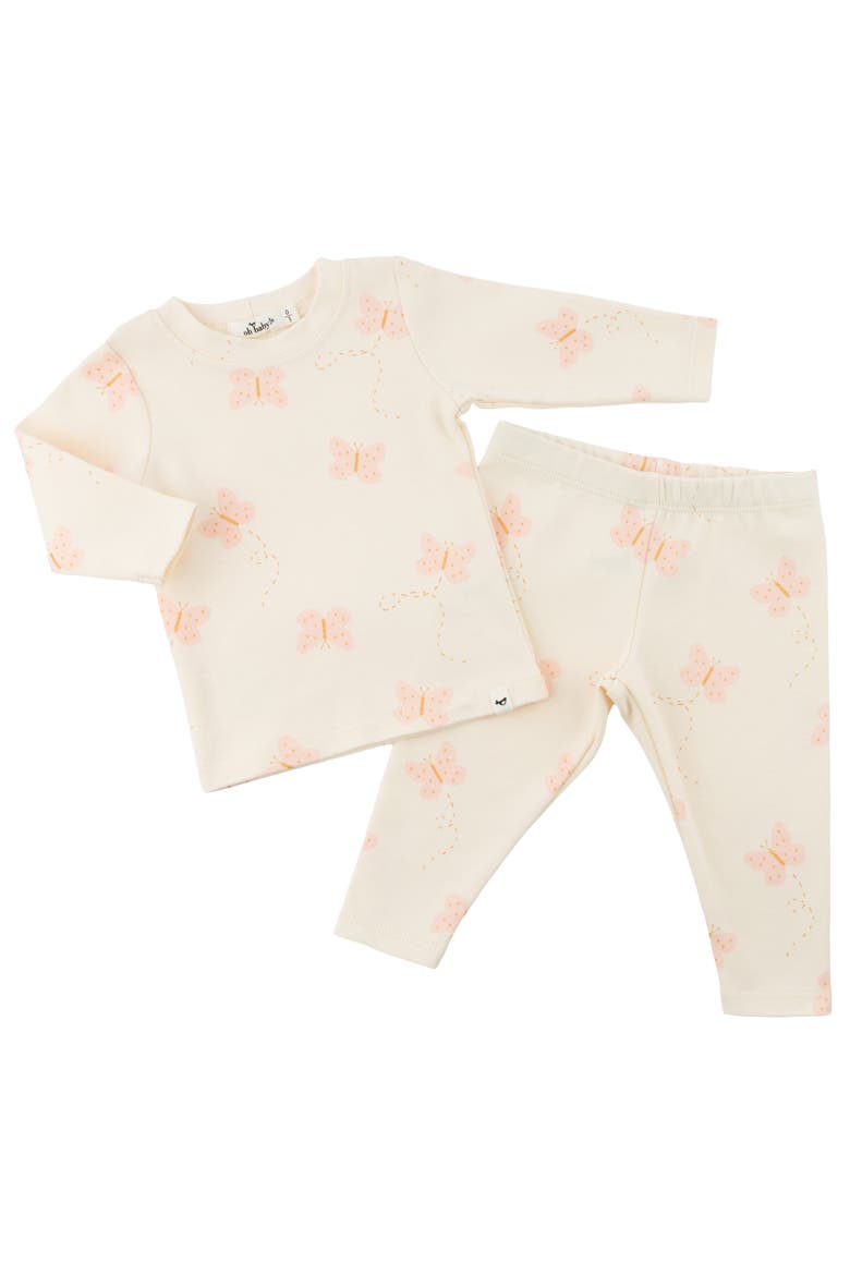 Mini Butterflies Pink Two Piece Set, Alternate, color, Milk