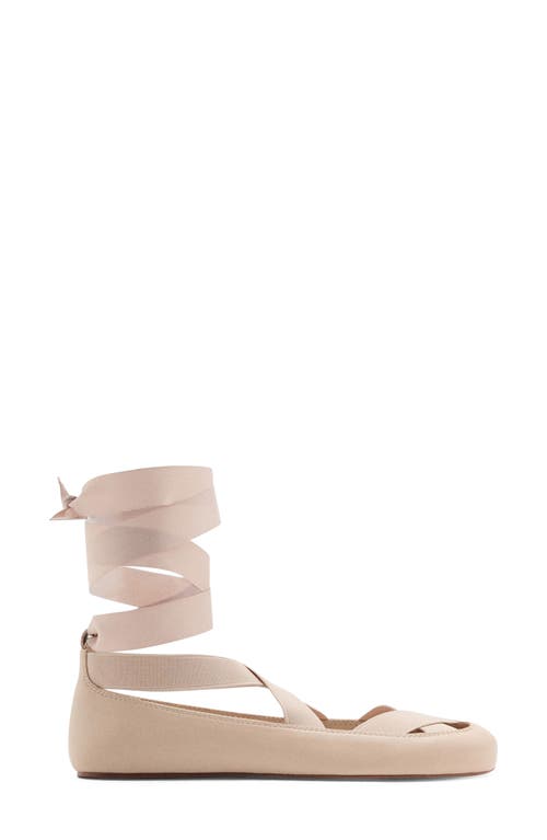 Mango Ankle Wrap Ballet Flat In Neutral