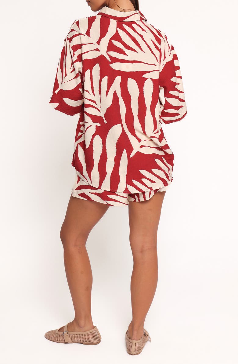 Petal & Pup Lilo Palm Print Short Sleeve Shirt & Shorts Set, Alternate, color, Red Palm Print