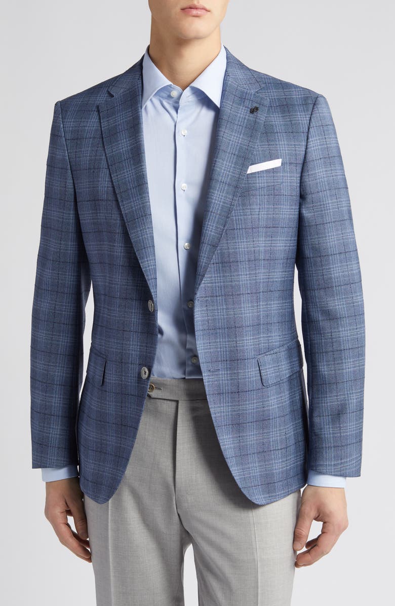 BOSS Hutson Plaid Wool Sport Coat, Main, color,