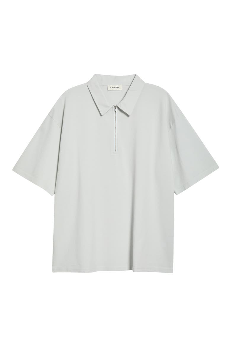 Half Zip Piqué Mercerized Cotton Polo, Alternate, color, PALE BLUE