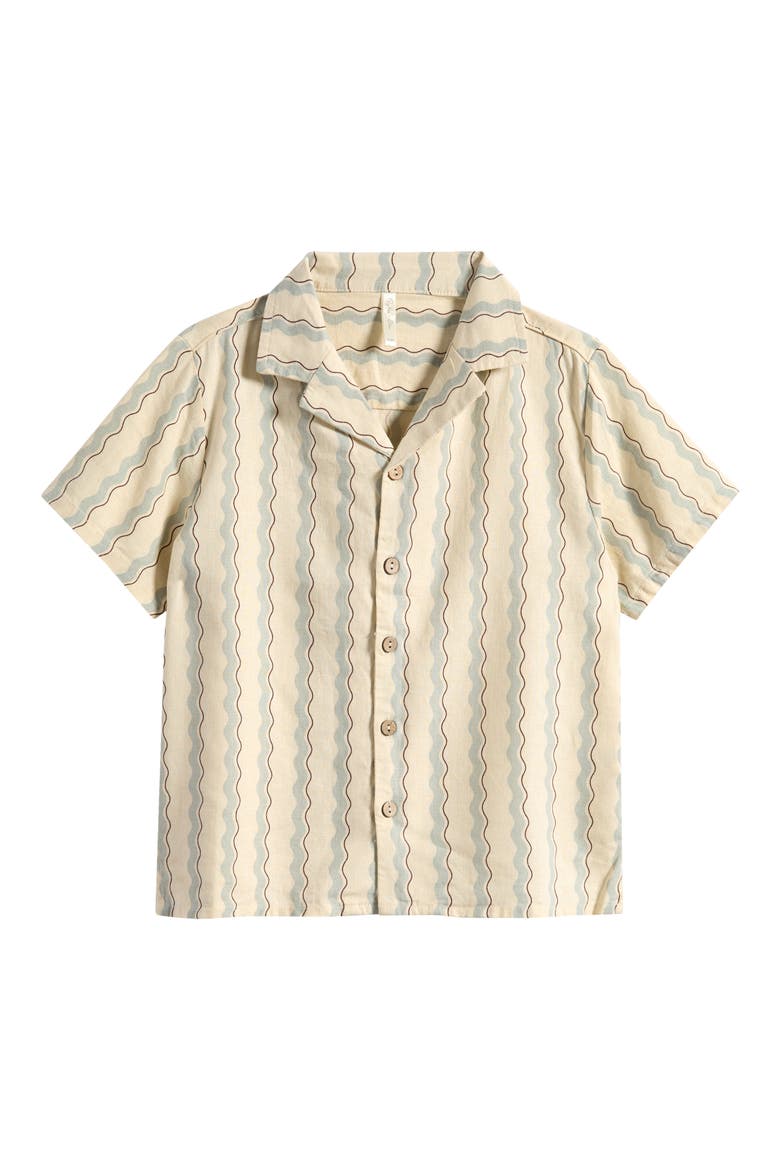 Kids' Wave Stripe Camp Shirt, Main, color, NATURAL