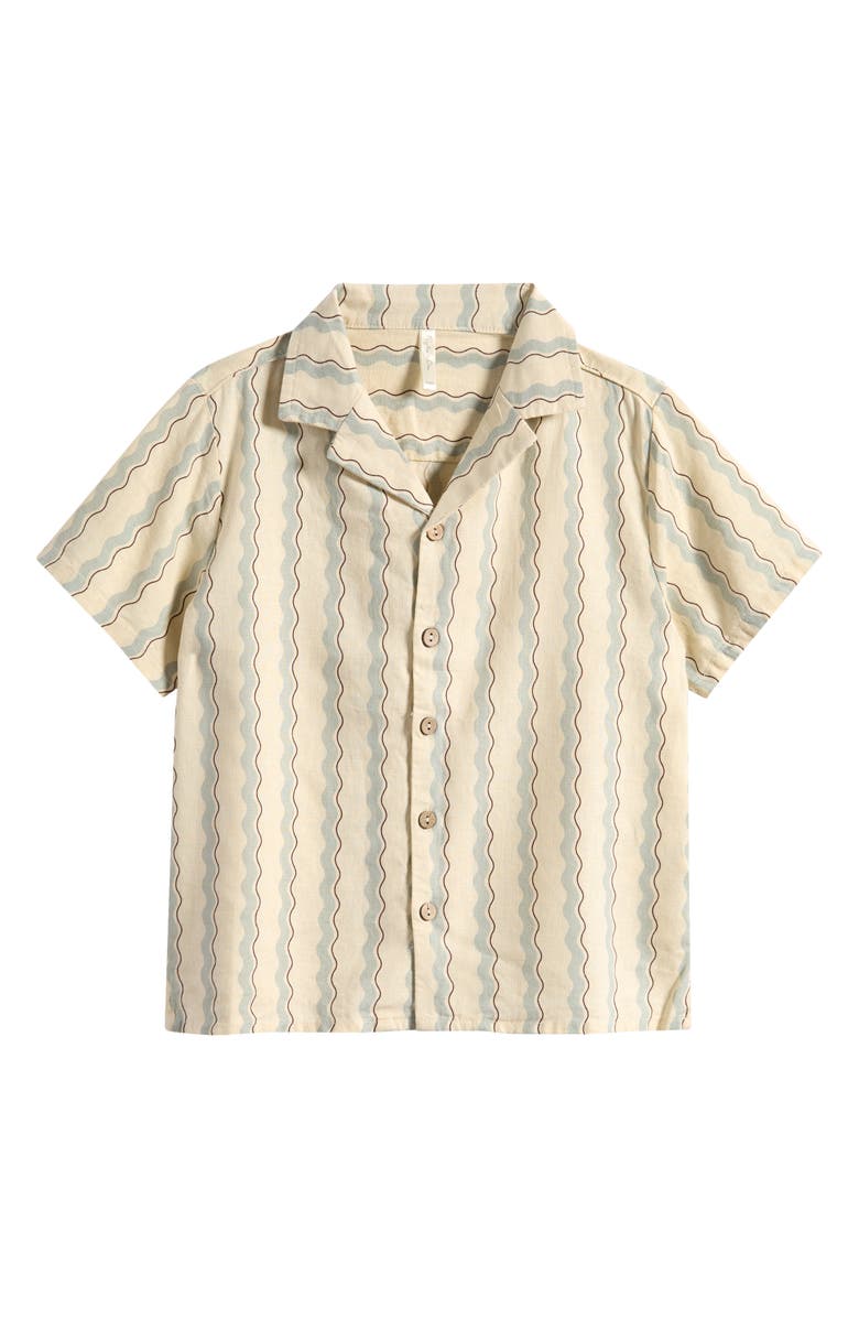 Rylee + Cru Kids' Wave Stripe Camp Shirt, Main, color, Natural