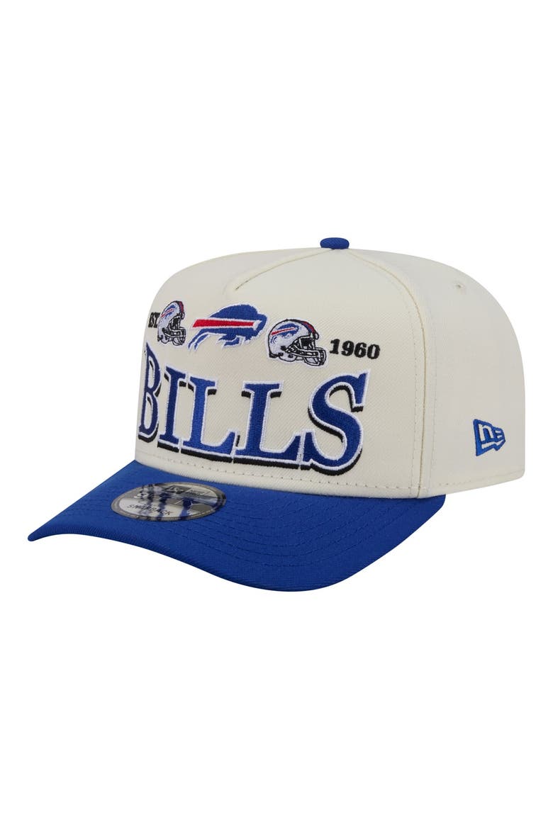 Men's New Era  Cream/Royal Buffalo Bills A-Frame 9FIFTY Snapback Hat, Alternate, color, Cream