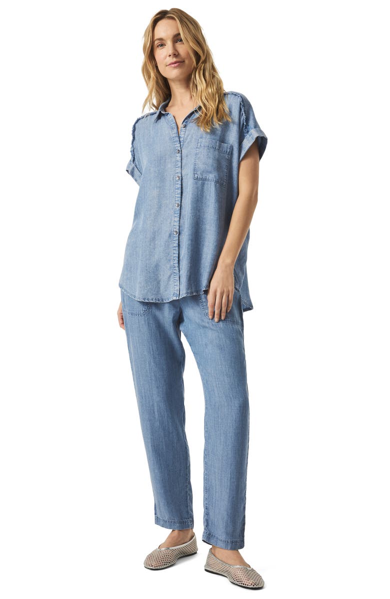 Splendid Paige Fray Indigo Denim Shirt, Alternate, color, 