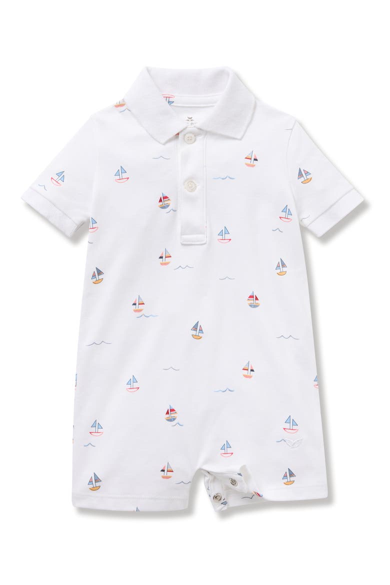 Bateau Summer Pima Cotton Romper, Main, color, WHITE