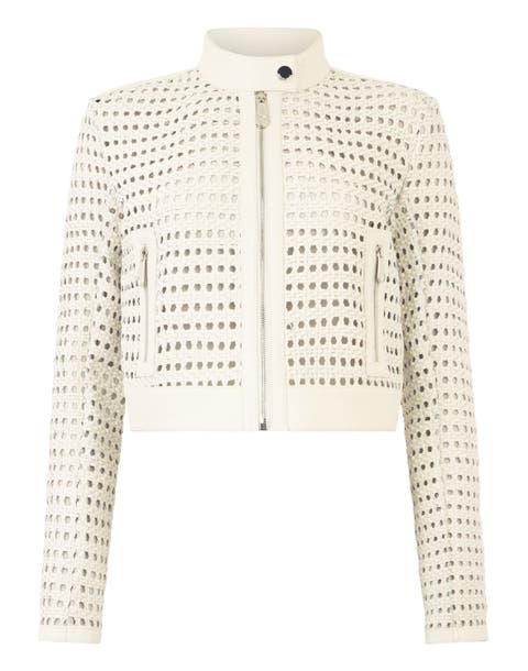 Weaved Leather Fitted Jacket Women
