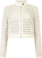 PHILIPP PLEIN Weaved Leather Fitted Jacket Women
