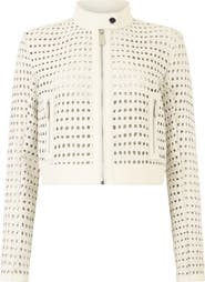 PHILIPP PLEIN Weaved Leather Fitted Jacket Women