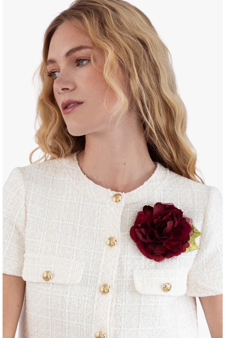 The Small Red Rose Floral Brooch, Alternate, color, Red