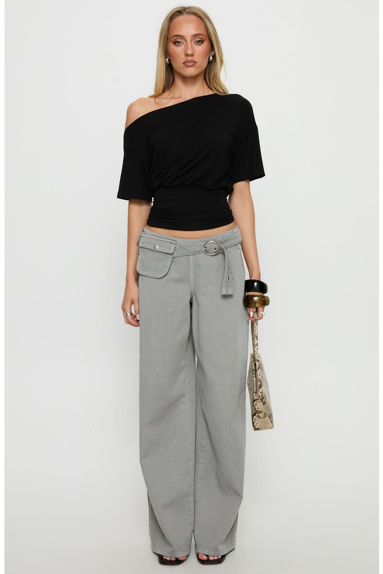 Ashlinn Off the Shoulder Drapey Top, Alternate, color, BLACK