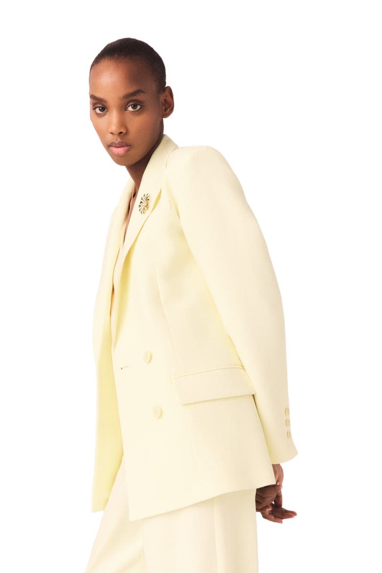 Double-breasted suit jacket, Alternate, color, Pale yellow