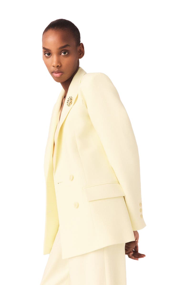maje Double-breasted suit jacket, Alternate, color, Pale Yellow