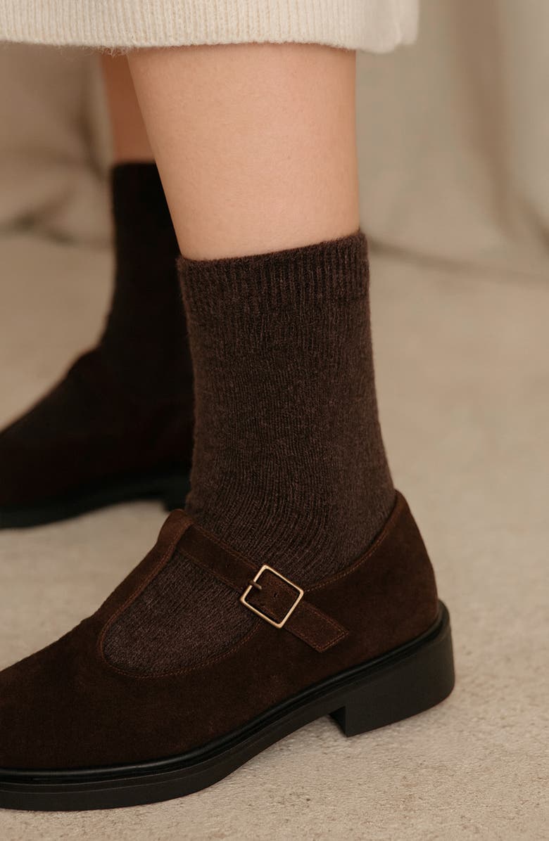 United By Blue Cushioned Wool & Yak Blend Crew Socks, Alternate, color, Sepia Heather