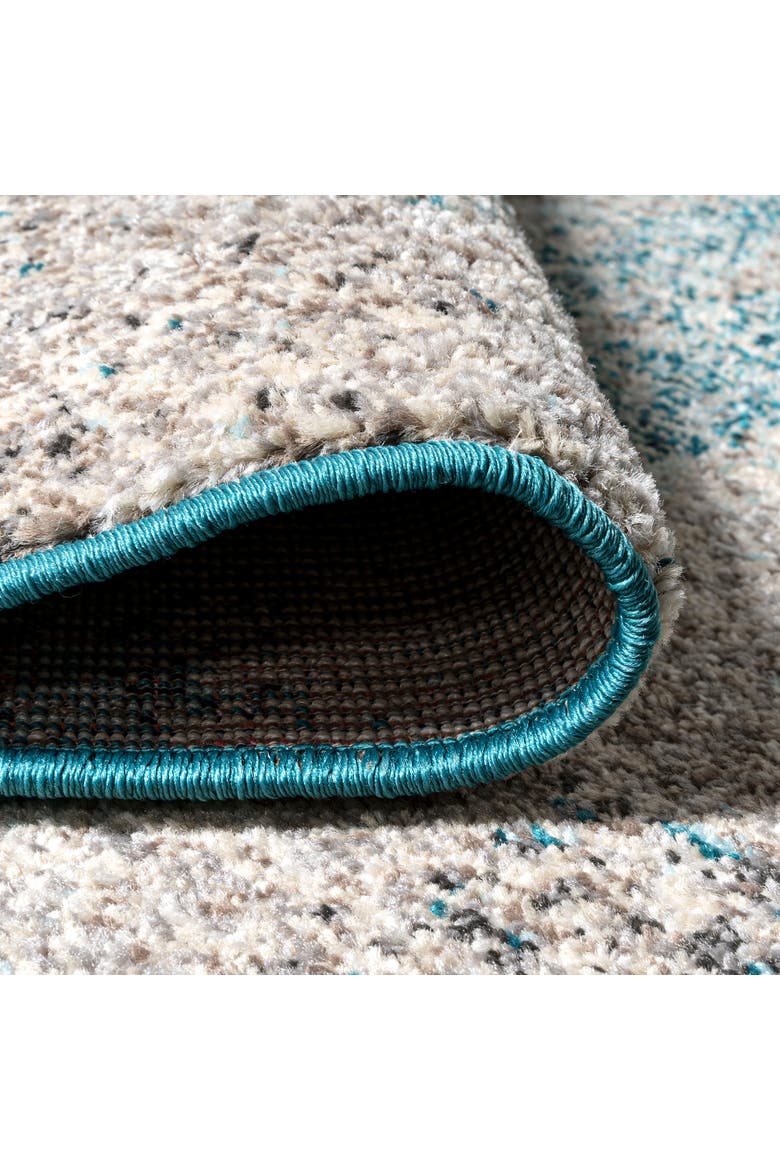 Contemporary POP Modern Abstract Vintage Area Rug, Alternate, color, Cream/Turquoise