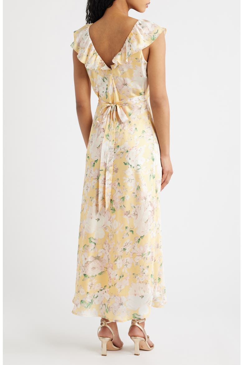 Carter Ruffle Neck Tie Back Maxi Dress, Alternate, color, YELLOW FLORAL