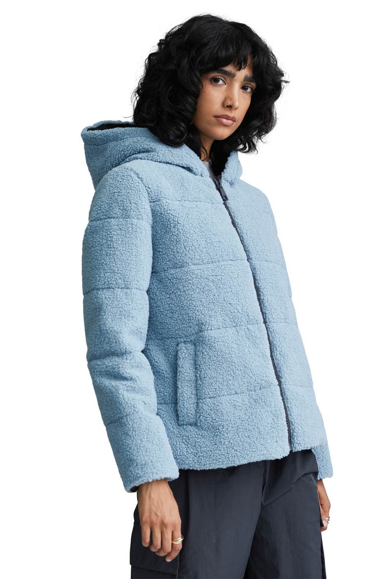 Berber Faux Shearling Fleece Hooded Jacket, Alternate, color, ICE BLUE