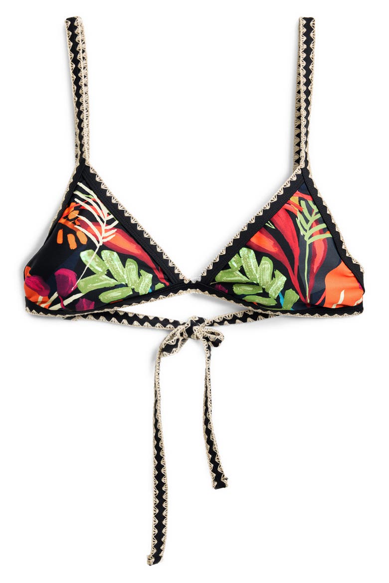 Crochet Trim Bikini Top, Alternate, color, BLACK MULTI