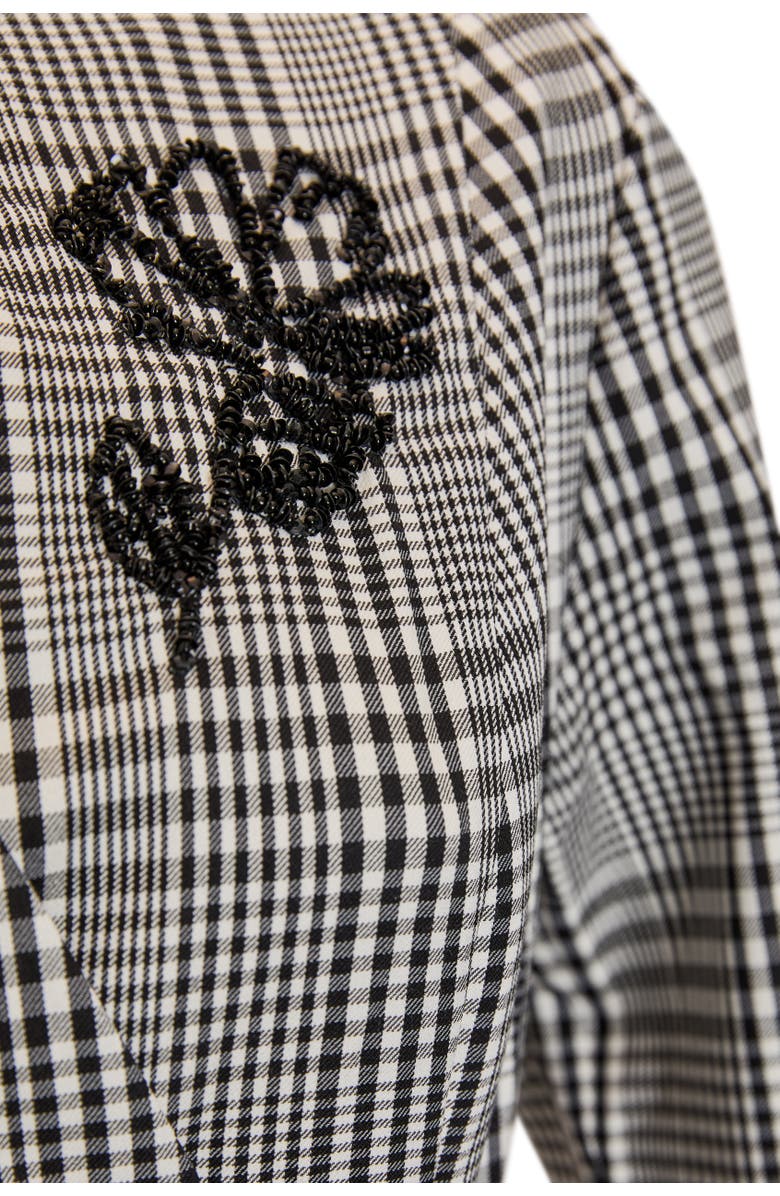 Exquise Notched Lapel 3/4 Sleeve Dress, Alternate, color, Black-White