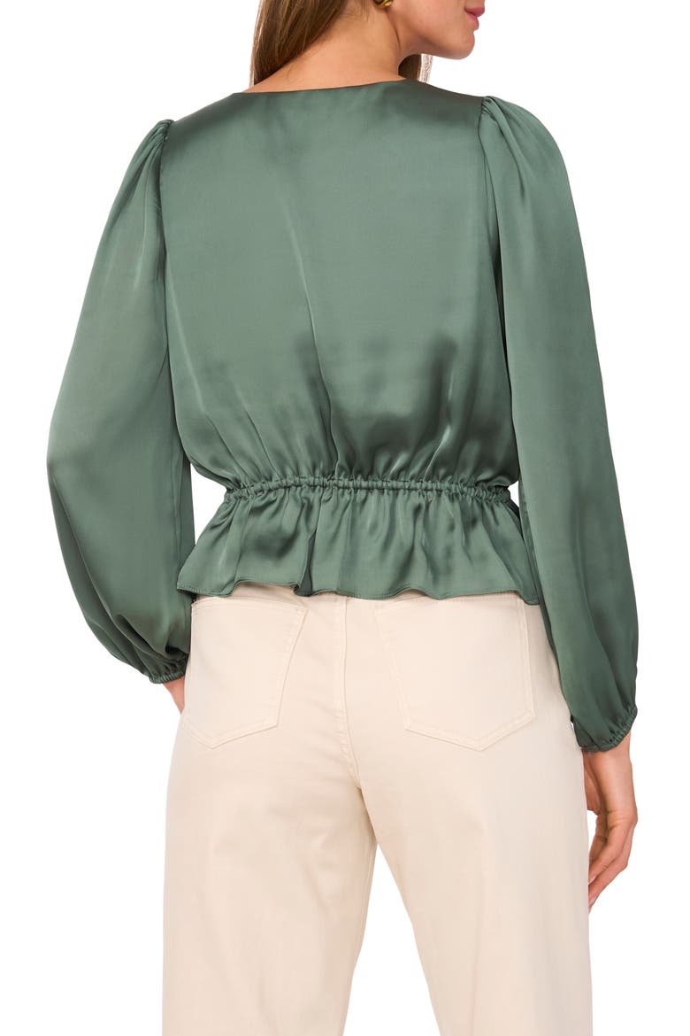 Satin Peplum Top, Alternate, color, DARK FOREST