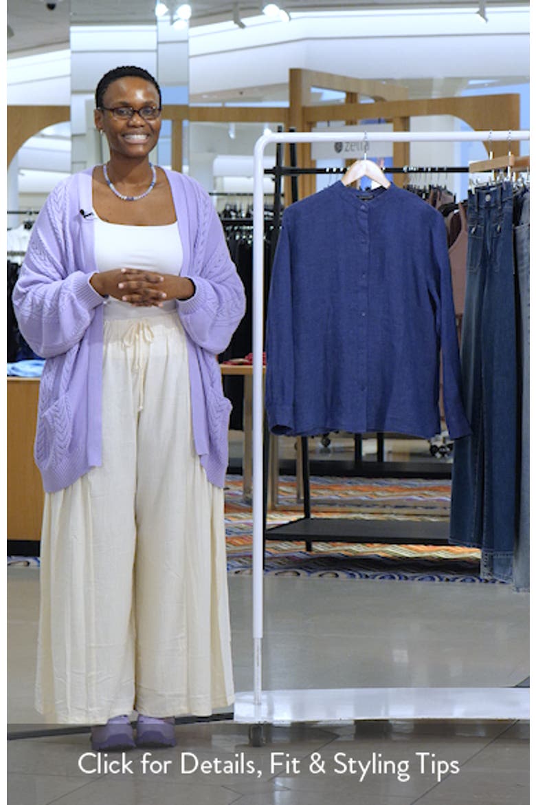 Mandarin Collar Long Sleeve Organic Linen Button-Up Shirt video