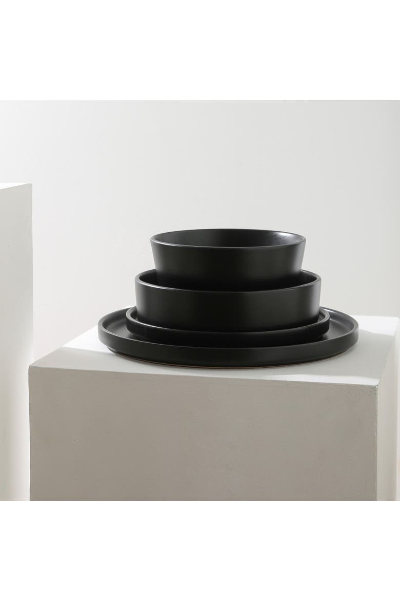 Celina Stoneware 32-Piece Dinnerware Set with Pasta Bowls, Alternate, color, Black