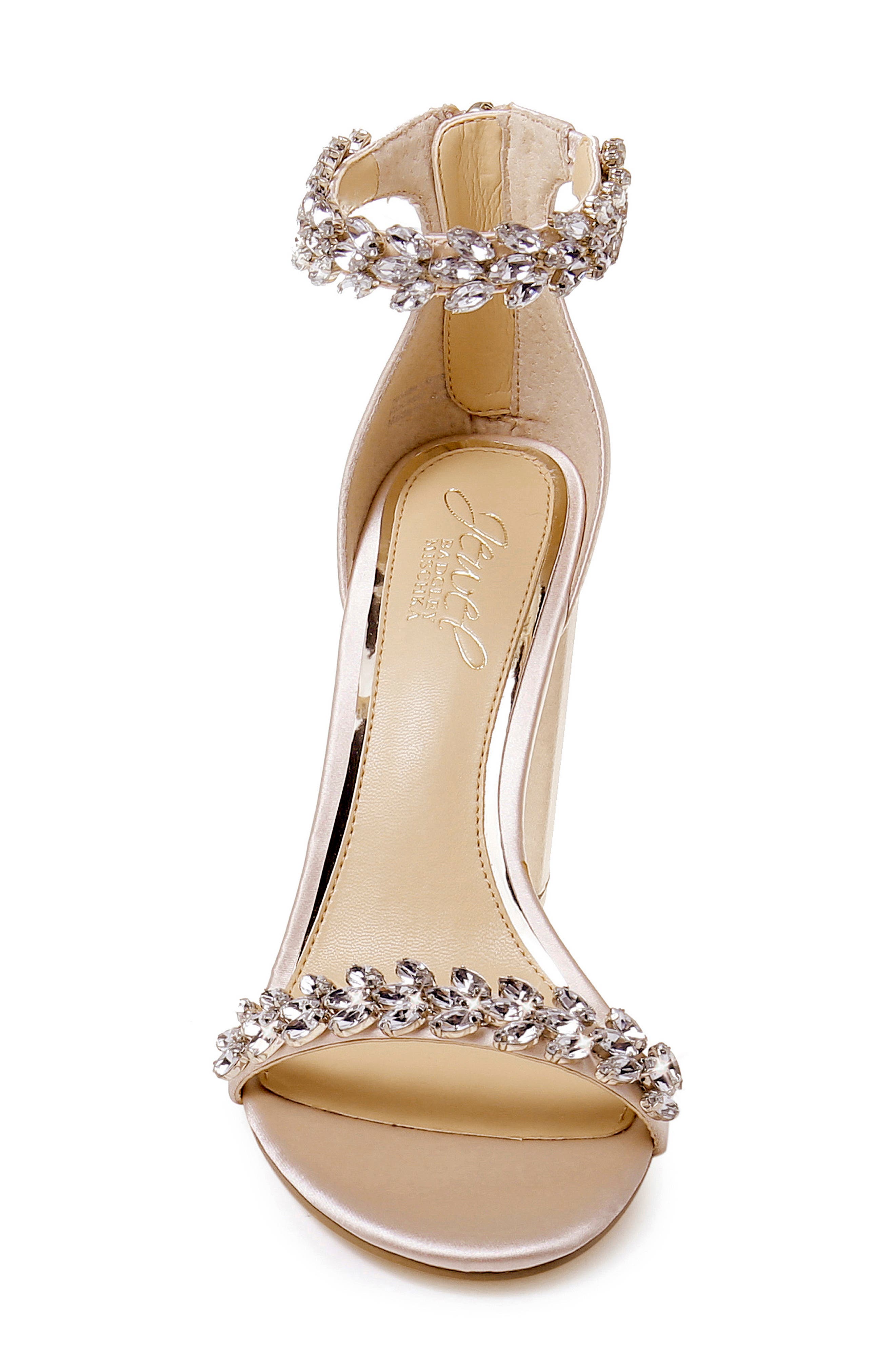 Jewel Badgley Mischka Jewel by Badgley Mischka Mayra Embellished Ankle Strap Sandal, Alternate, color, Champagne Satin