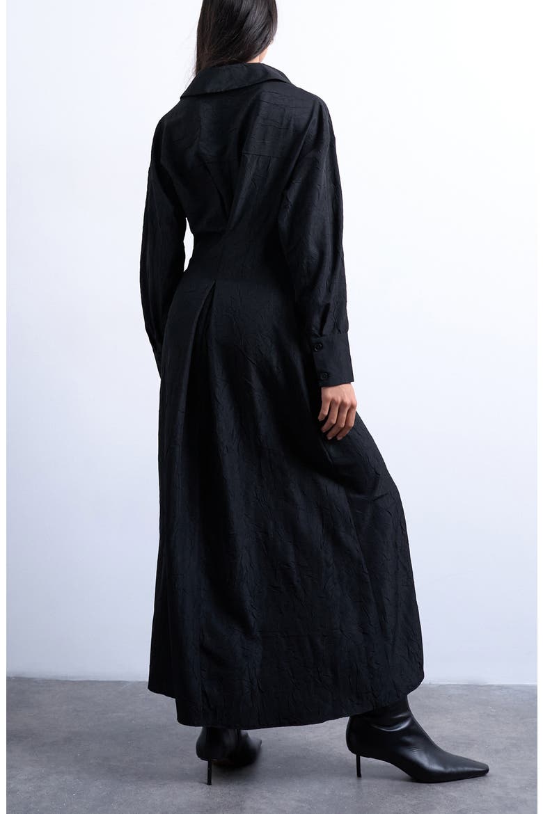 Long Sleeve Textured Shirtdress, Alternate, color, BLACK