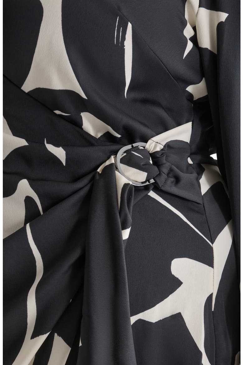 Long Sleeve Midi Dress, Alternate, color, BLACK/ EGGSHELL