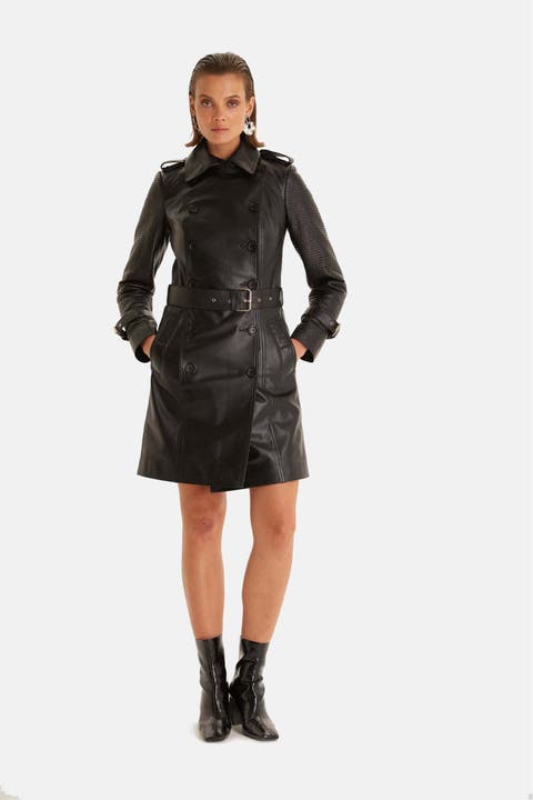 Greenwich Leather Trench Coat