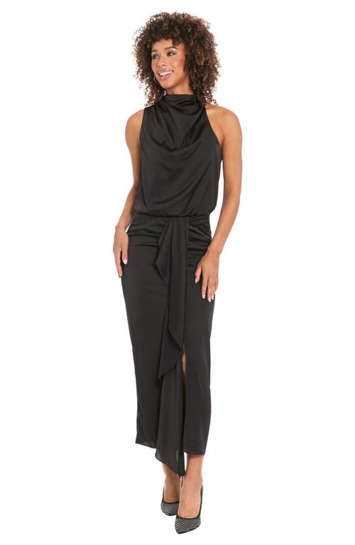 Muse Cascade Satin Maxi Skirt In Black