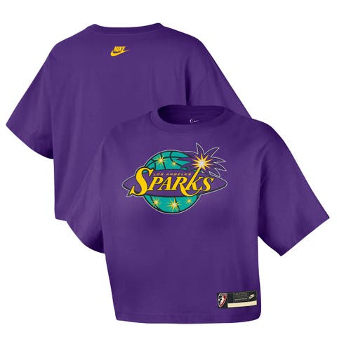 Women's Nike Purple Los Angeles Sparks Throwback Cropped T-Shirt - Court Origins