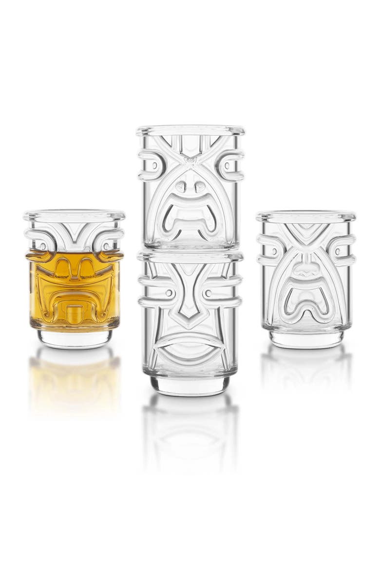 Tiki Shot Glasses, Set of 4, Main, color, Clear