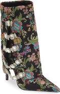 AZALEA WANG Tilley Floral Jacquard Pointed Toe Bootie
