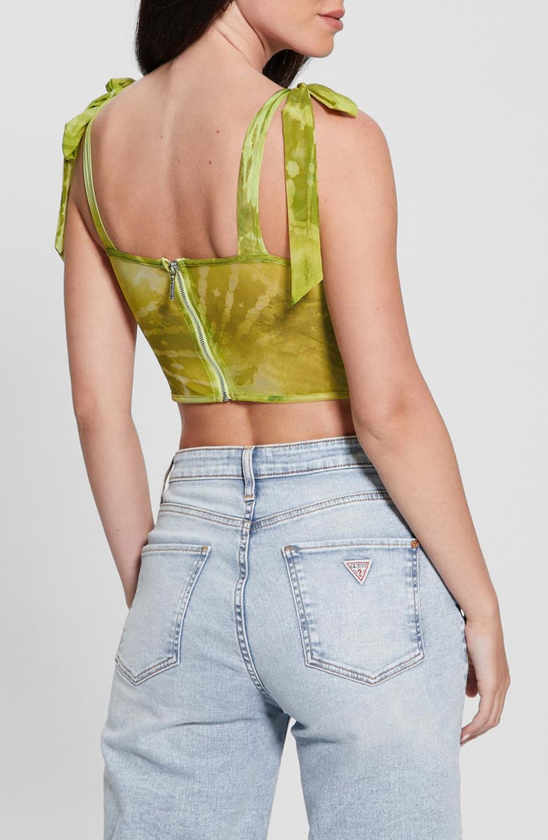 GUESS Margot Tie Strap Mesh Corset Top, Alternate, color, 