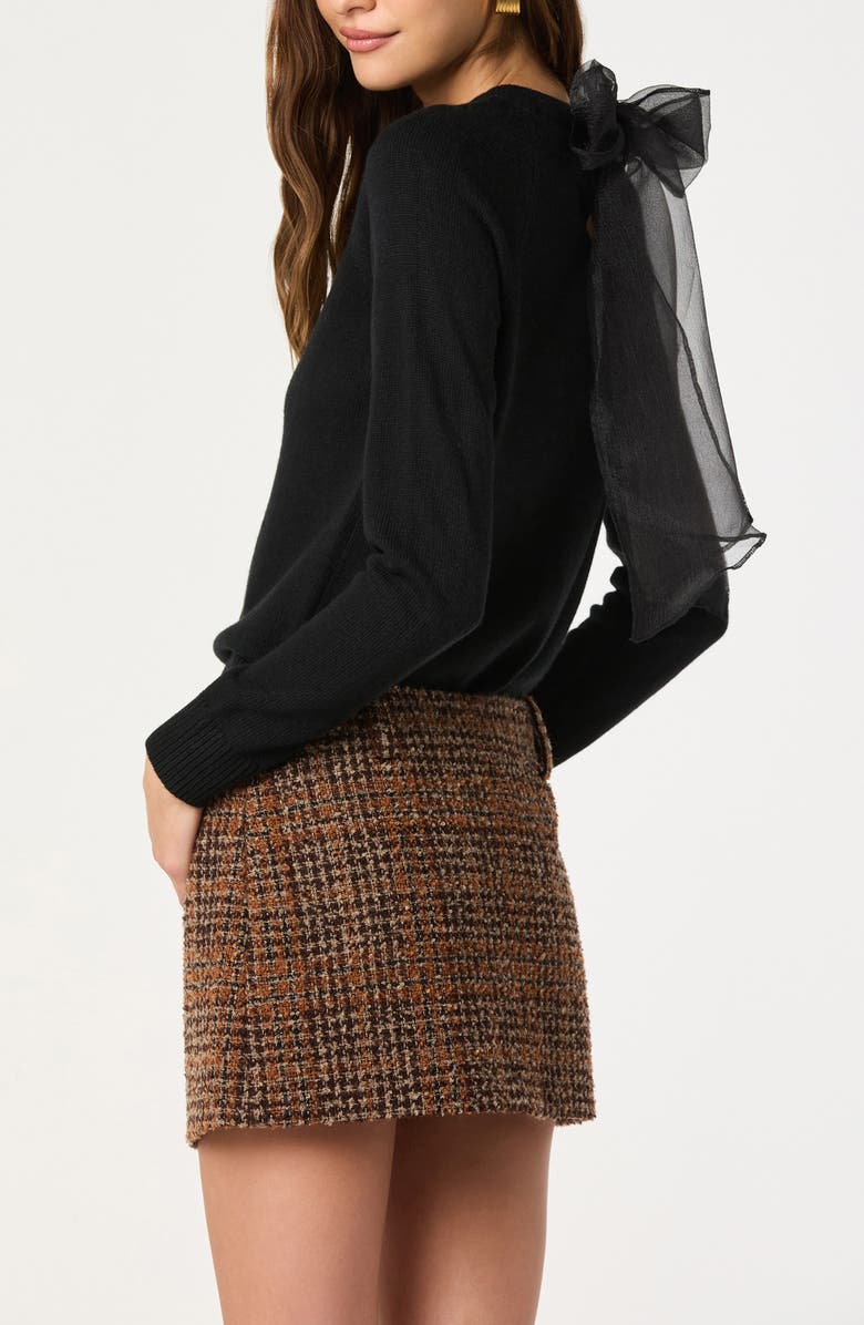 ASTR the Label Organza Bow Sweater, Alternate, color, Black