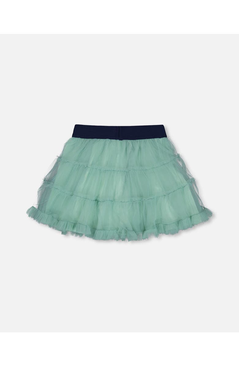 Deux par Deux Little Girl's Mesh Skirt With Frills Turquoise, Alternate, color, 