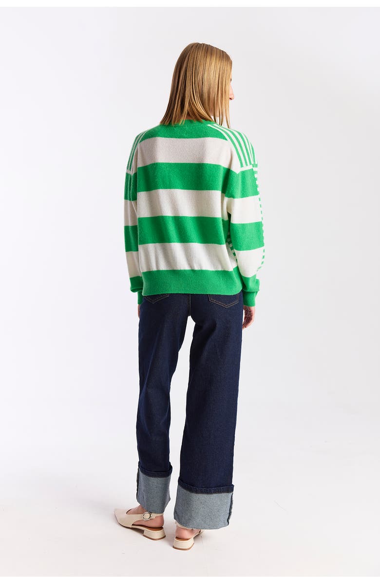 Brodie Pure Cashmere Beach Stripe 100% Cashmere Sweater, Alternate, color, Spring Green