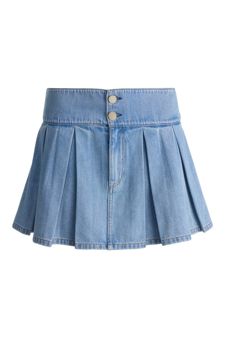Amy Pleated Denim Miniskirt, Alternate, color, EDIE WASH