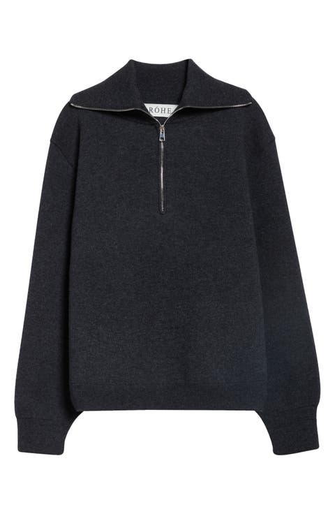 Two-Way Zip Merino Wool & Cashmere Sweater