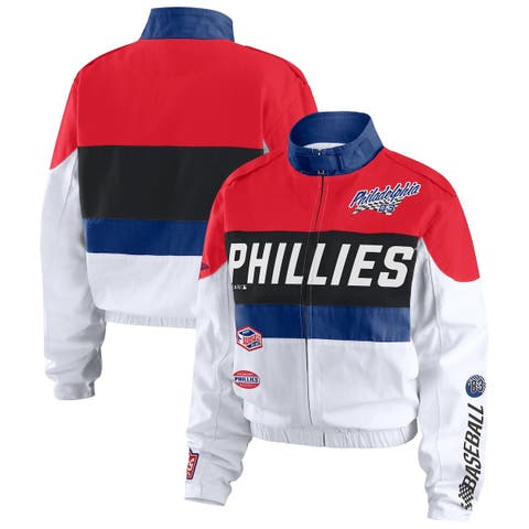 Women's WEAR by Erin Andrews  Red/White Philadelphia Phillies Racing Full-Zip Jacket