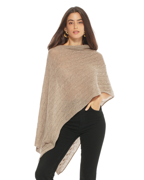 Monticelli Cashmere Pure Cashmere Textured Knit Poncho In Brown