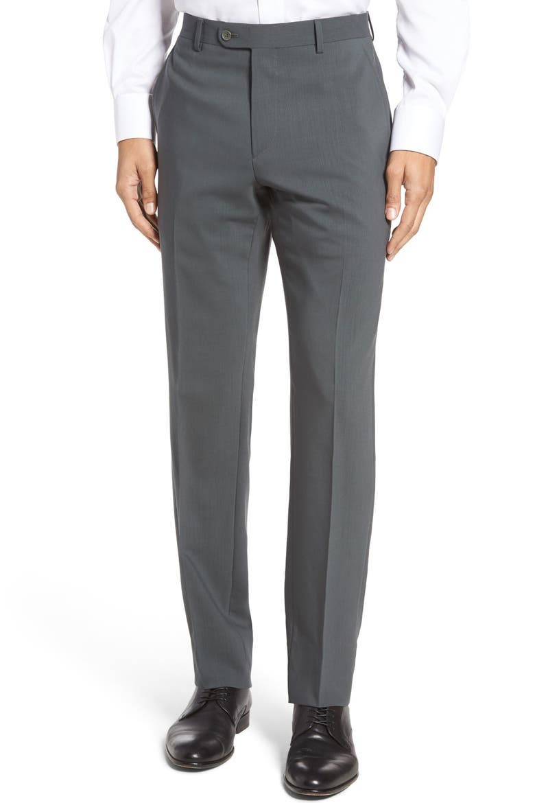 Flat Front Travel Trousers, Main, color, BROWN