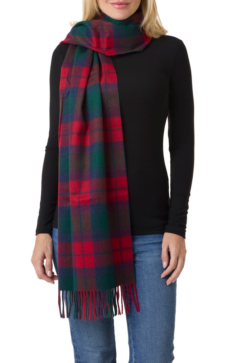 Robertson Plaid Wool-Blend Scarf, Alternate, color, RED