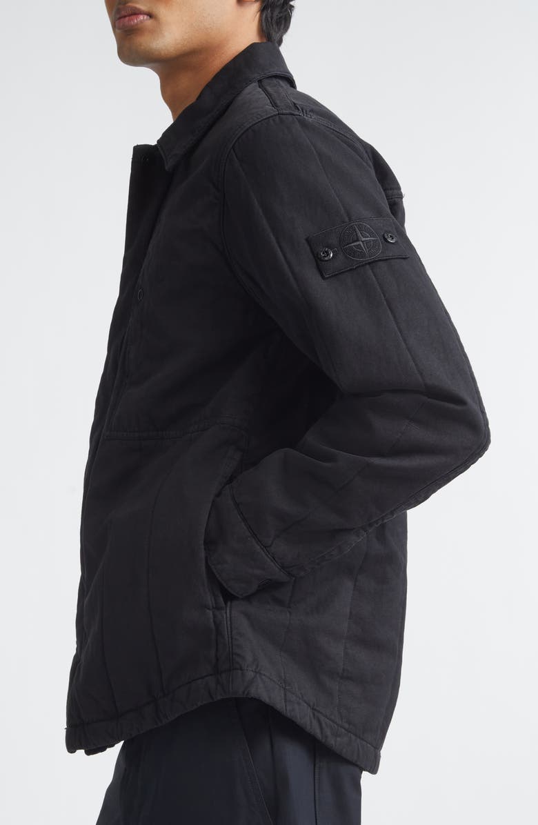 Stone Island Cotton & Flax Jacket, Alternate, color, Black